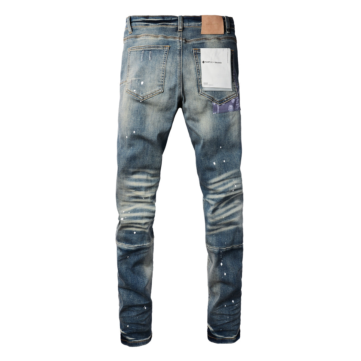 PURPLE Men Streetwear Jeans Distressed Blue PatchPaint skinny Fit 9025