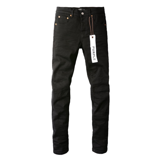 PURPLE Men Streetwear Skinny Jeans Black Wash with Clean Minimalist Style 9023