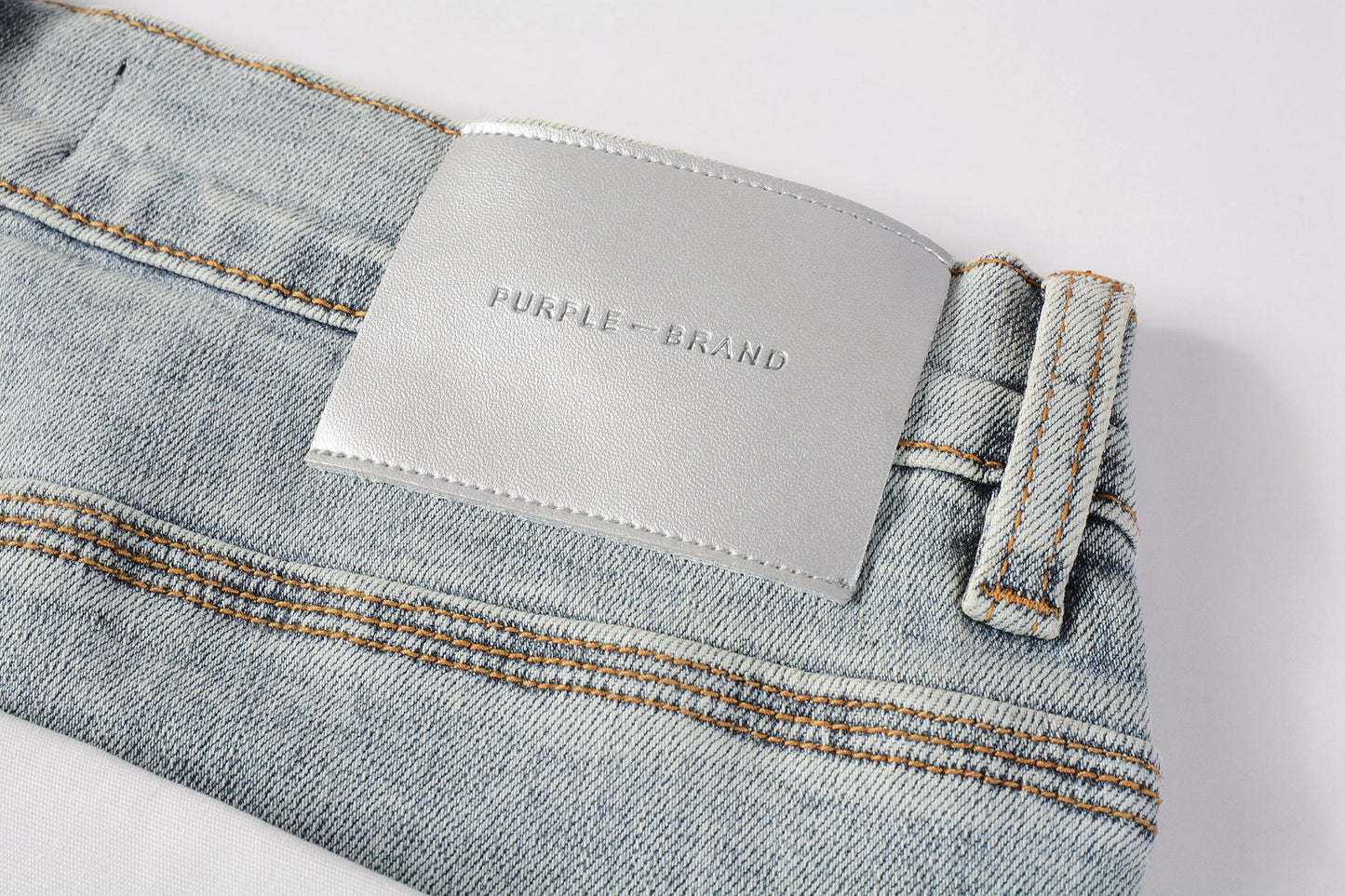 PURPLE Men Streetwear Skinny Jeans Light Blue Wash with Holographic Iridescent Finish 9005