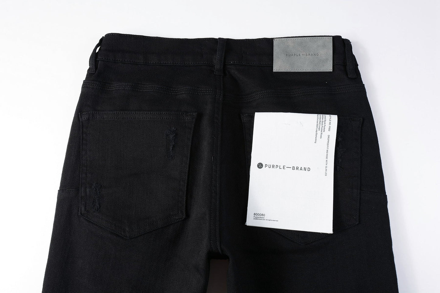 PURPLE Men Streetwear Skinny Jeans Black Wash with Distressed Rip Details 9022