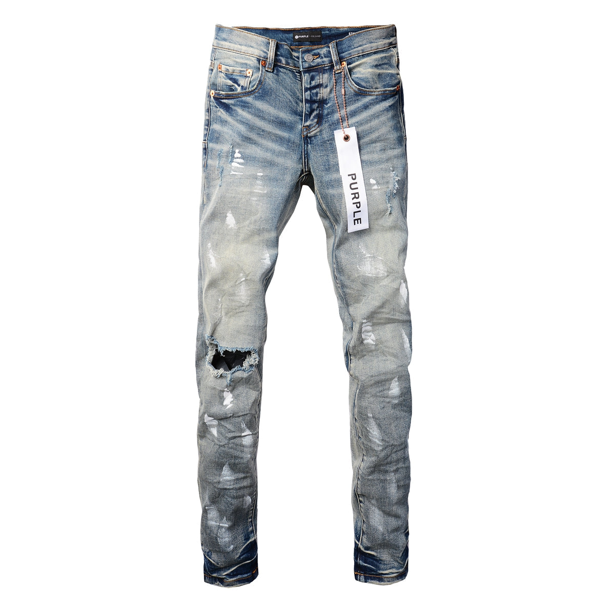 PURPLE Designer Women Purple High Street Purple Denim Black Long Mid Pants Hole for Men Purple Jeans 9043