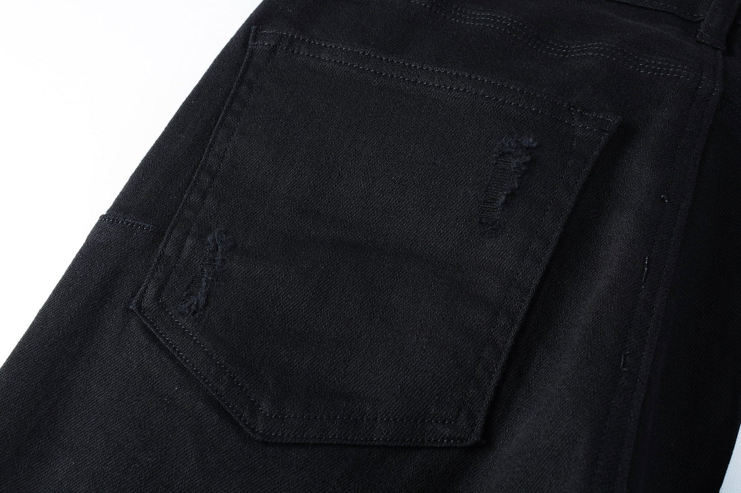 PURPLE Men Streetwear Skinny Jeans Black Wash with Distressed Rip Details 9022