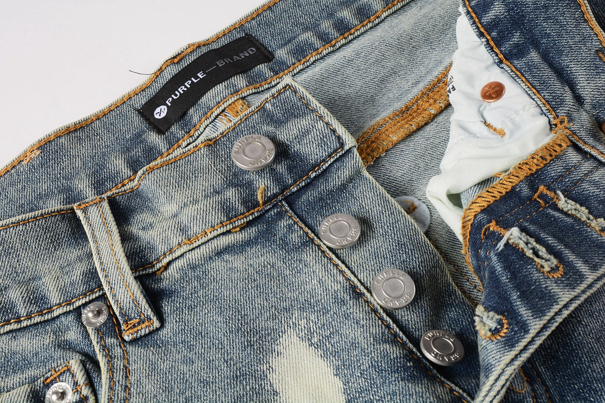 PURPLE Men Streetwear Jeans Distressed Light Blue Paint Dot Ripped skinny 9092