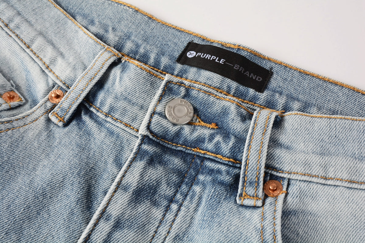 PURPLE Men Streetwear Jeans Light Blue Ripped Graffiti Print Distressed skinny 9101