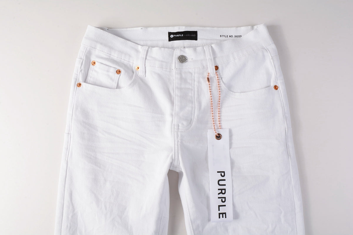PURPLE Men Streetwear Skinny Jeans White Wash with Minimalist Textured Finish 9024