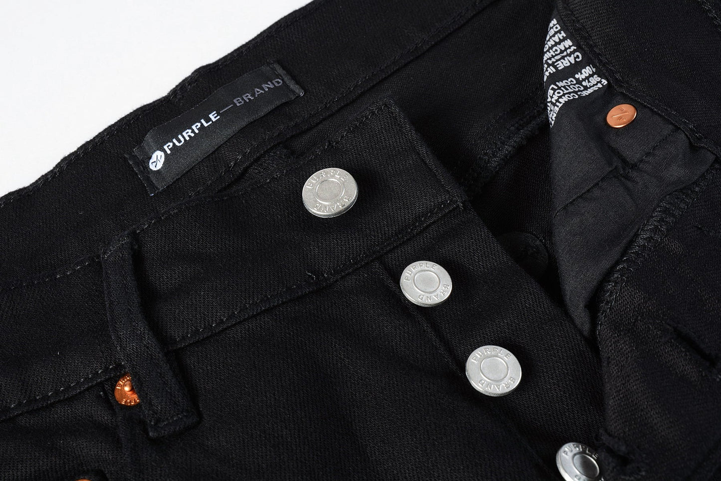 PURPLE Men Streetwear Skinny Jeans Black Wash with Distressed Rip Details 9022