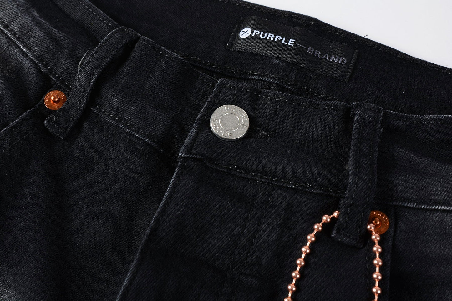 PURPLE Men Streetwear Skinny Jeans Black Wash with Distressed Rips, Checkered Patches and White Paint Splatter 9001