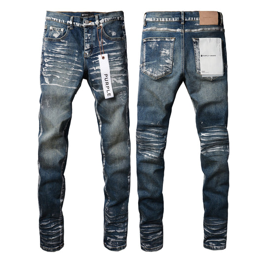 PURPLE Jeans With Light Dark Paint Distressed Fashion Trend High 9040