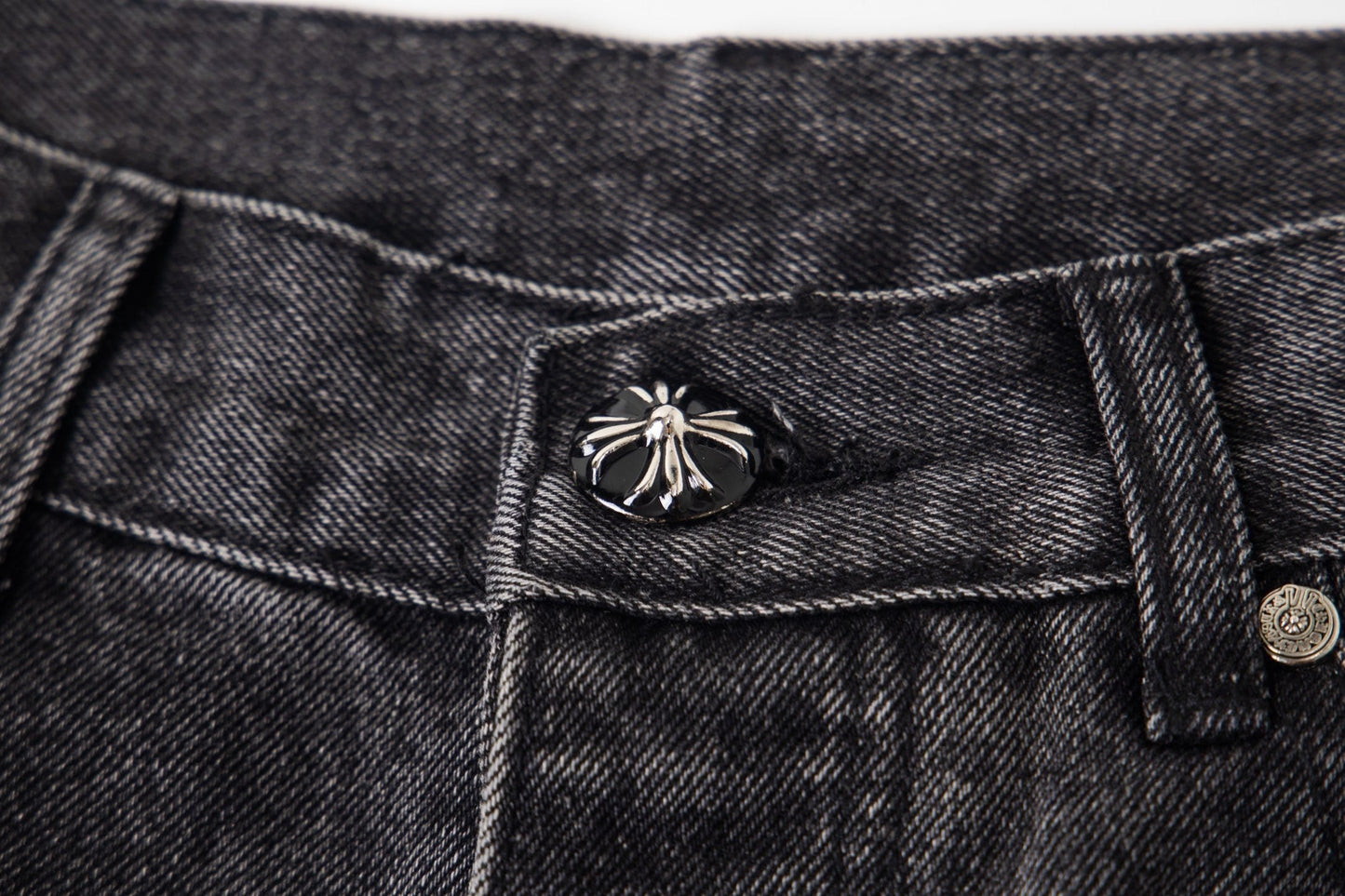 Chrome-Hearts Multi Cross Patch Denim Jeans - Grey Gothic Street Pants 1111