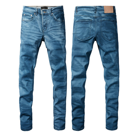 PURPLE Men classic streetwear Jeans Washed BlueClean Look Skinny Fit 9106