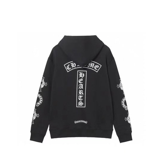 Chrome-Hearts Hoodie - Black Street Style Embroidered Sweatshirt 851
