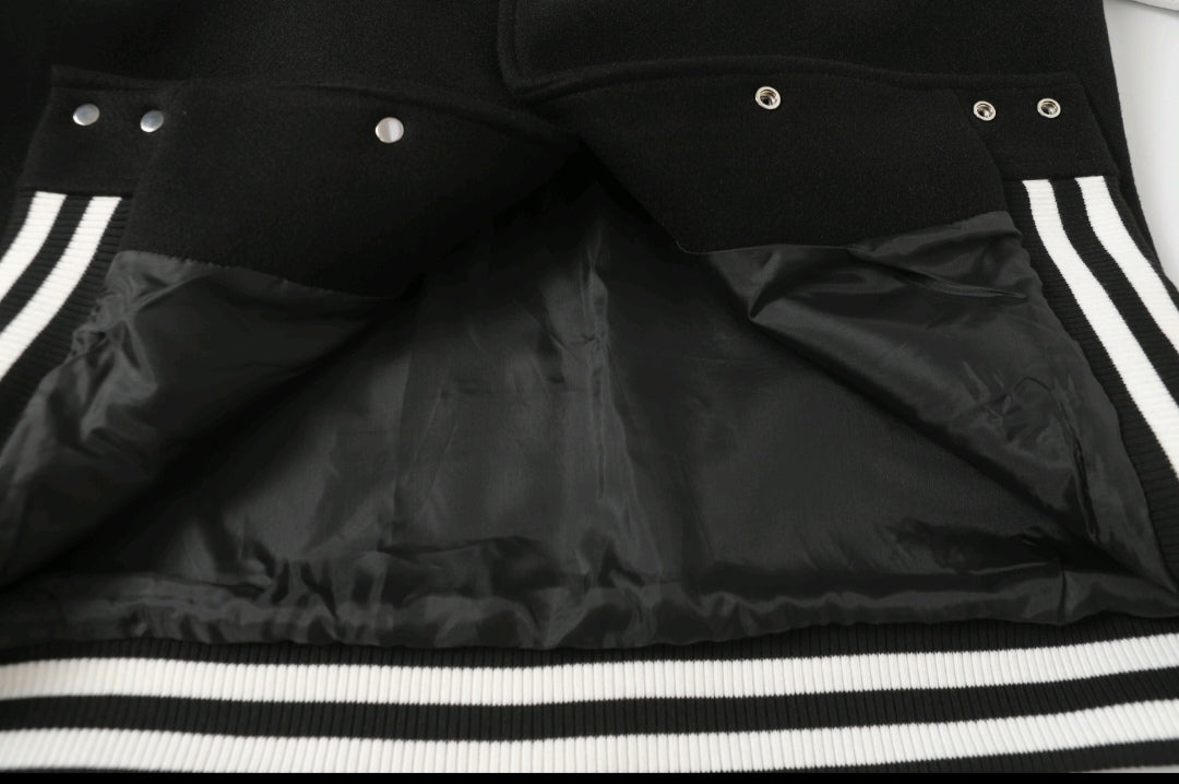 Chrome-Hearts Black White Street Style Baseball Coat 0002