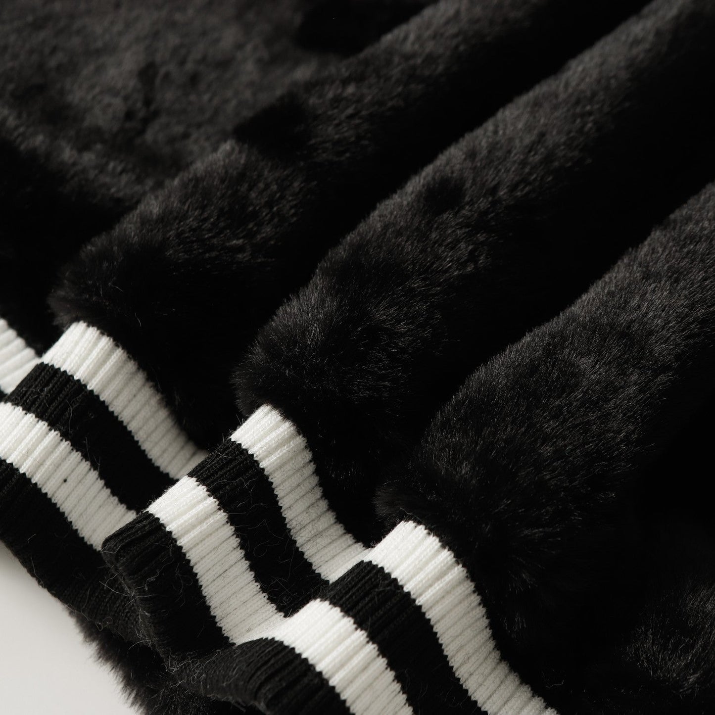 Chrome-Hearts Faux Fur Cross Varsity Jacket - Black White Gothic Streetwear 035