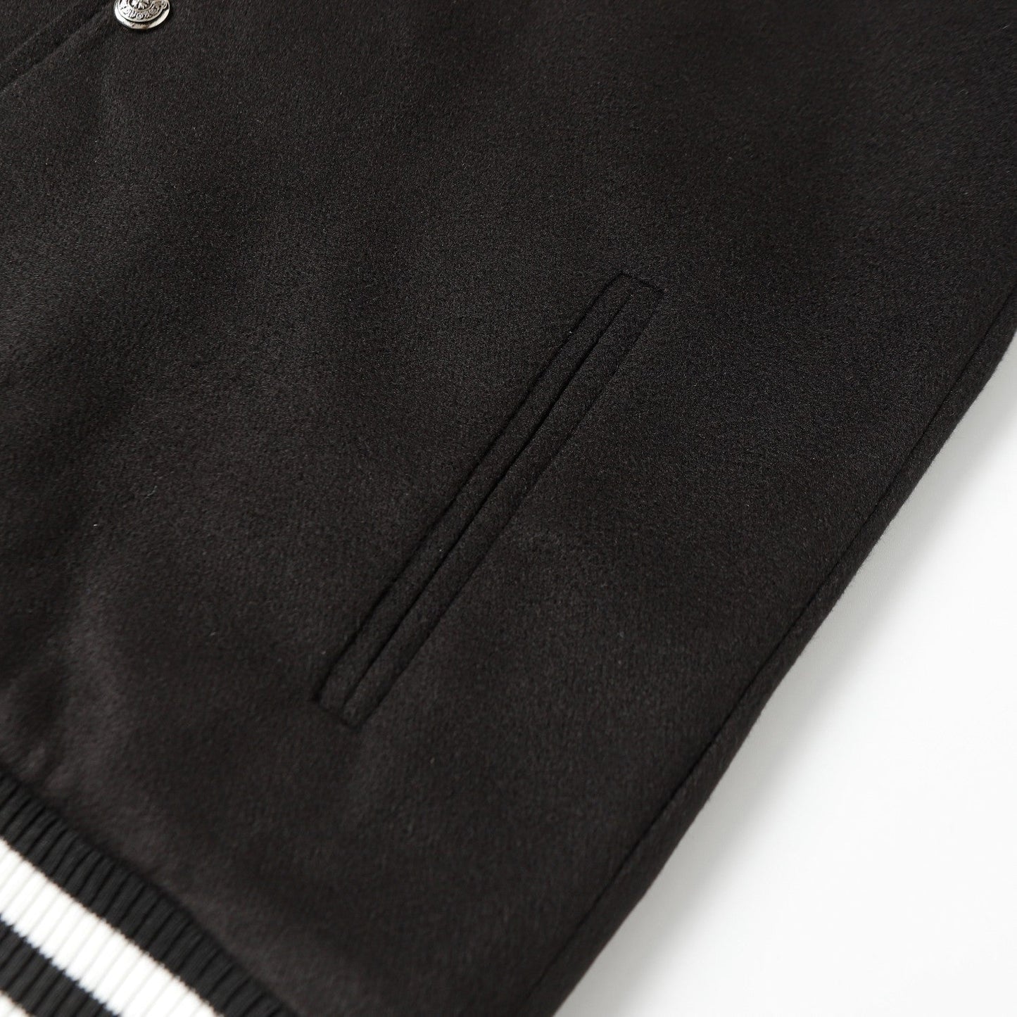 Chrome-Hearts Cross Embroidered Leather Sleeve Varsity Jacket - Black Street Style 116