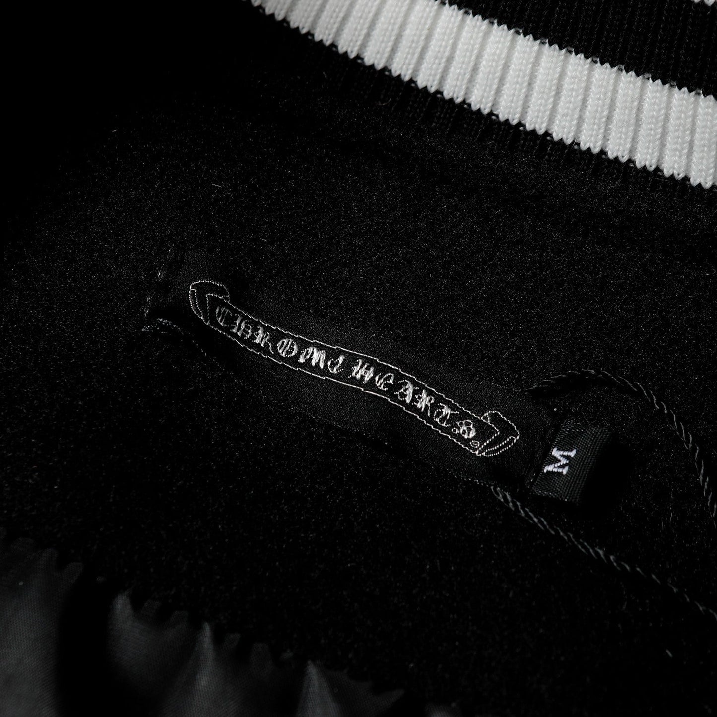 Chrome-Hearts Layered Cross Varsity Jacket - Black White Street Style Outerwear 2208