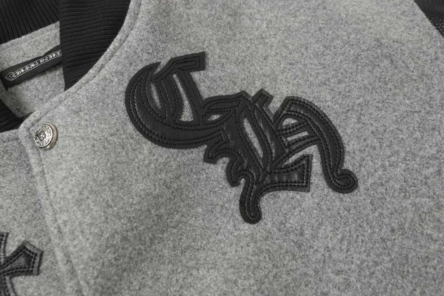 Chrome-Hearts Multi Cross Varsity Jacket - Grey Black Street Jacket 2215