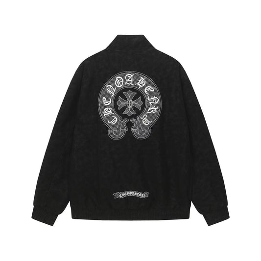 Chrome-Hearts Horseshoe Cross Jacket - Black Street Embroidered Coat 8800