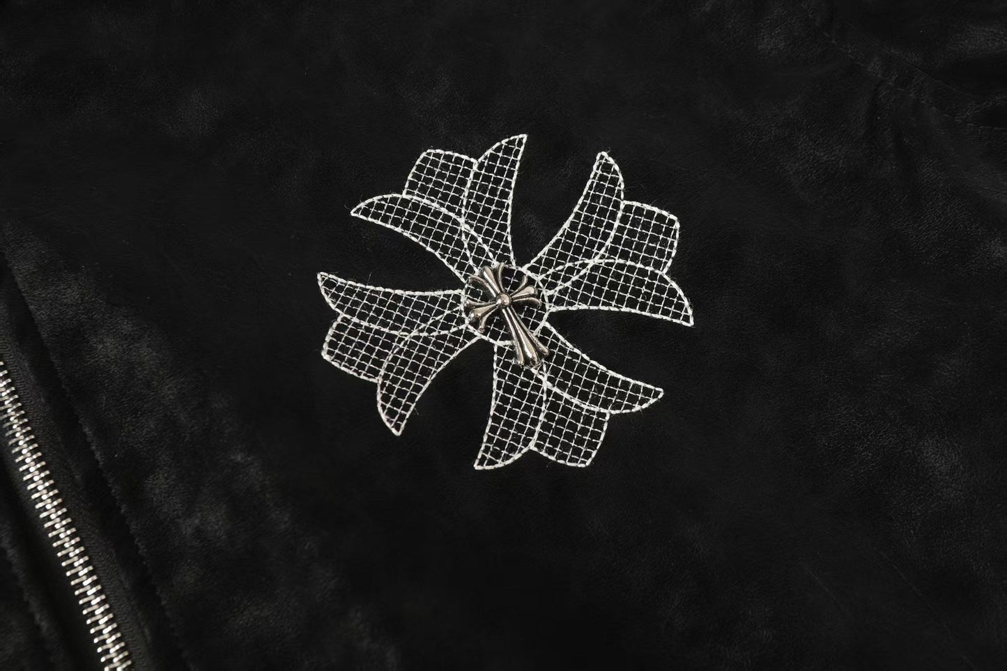 Chrome-Hearts Horseshoe Cross Jacket - Black Street Embroidered Coat 8800