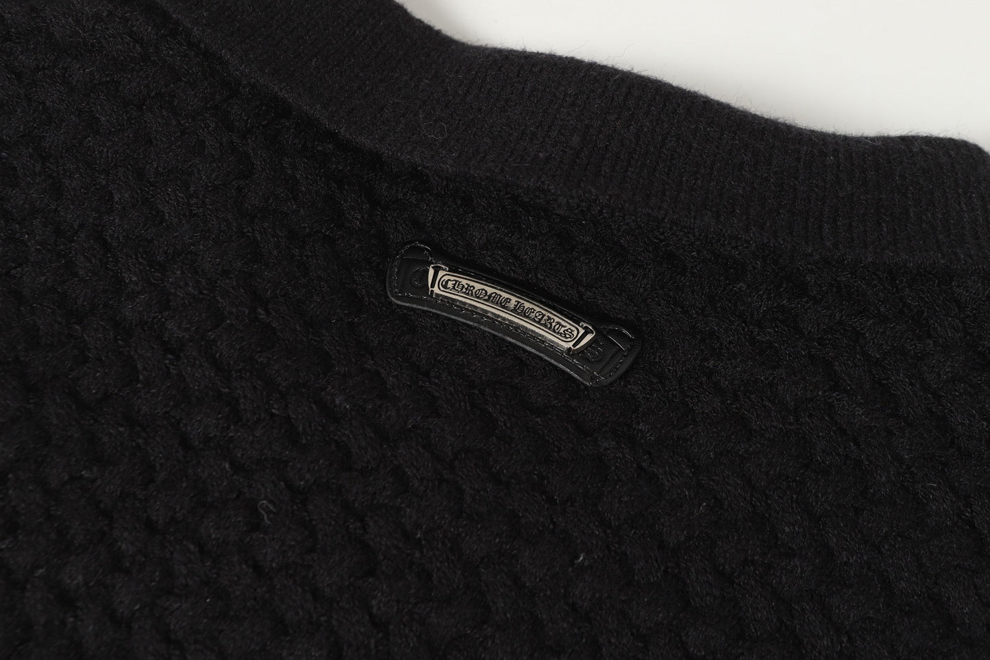 Chrome-Hearts Gothic Cross Knit Cardigan - Black Grey Streetwear Jacket 904