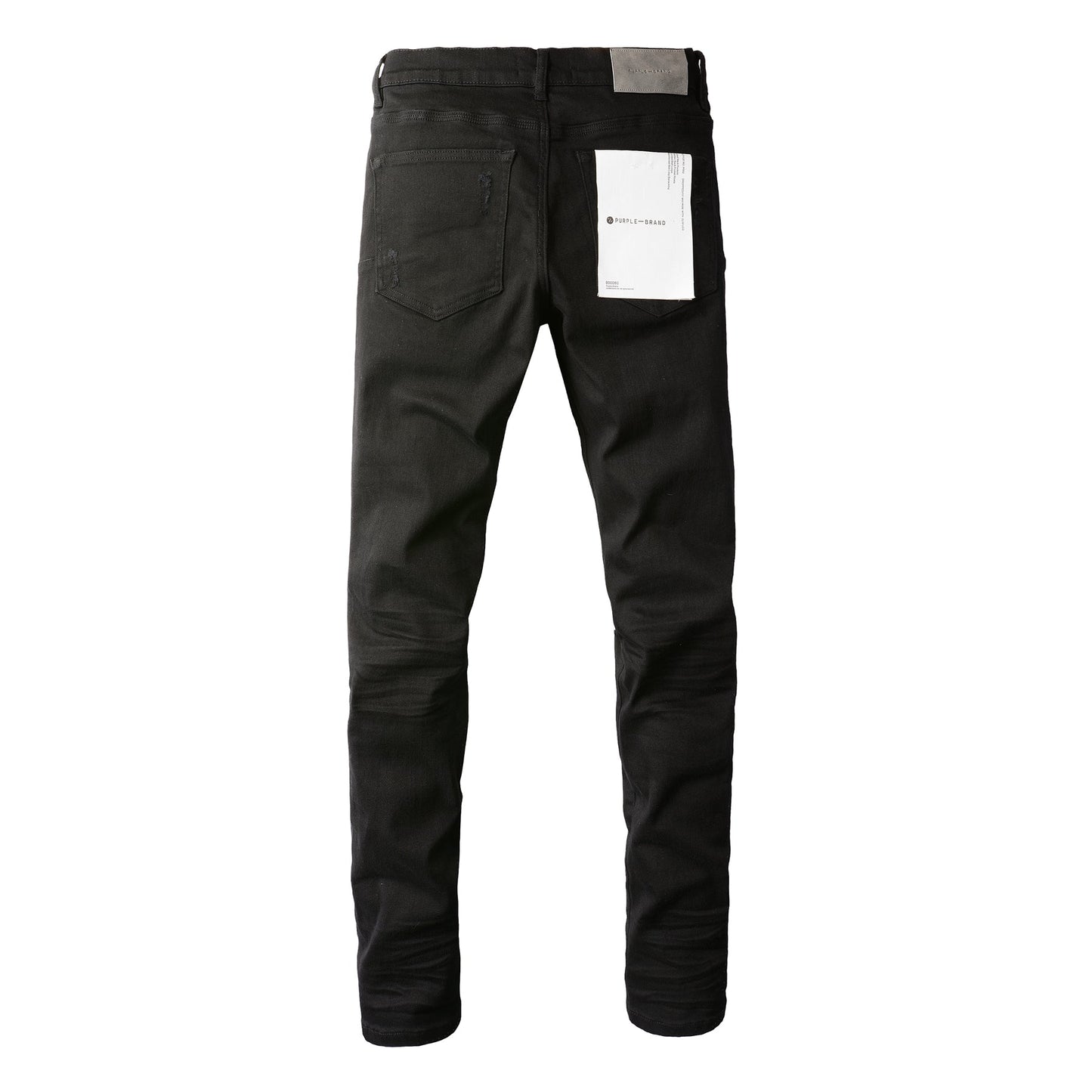 PURPLE Men Streetwear Skinny Jeans Black Wash with Distressed Rip Details 9022