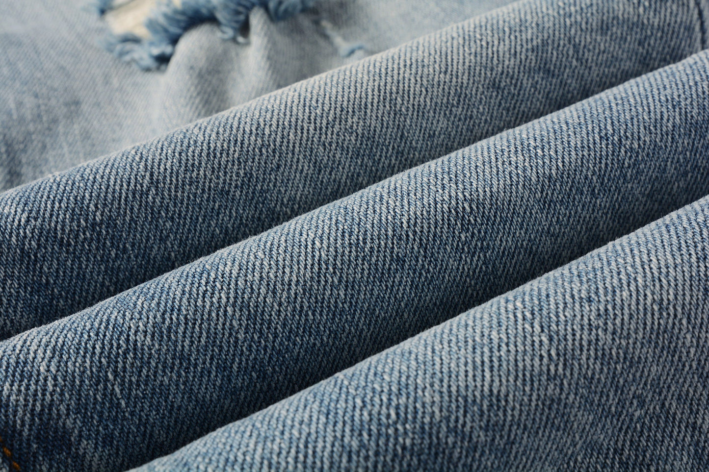 PURPLE Men Streetwear Skinny Jeans Light Blue Wash with Subtle Distressed Ripped Details 9075