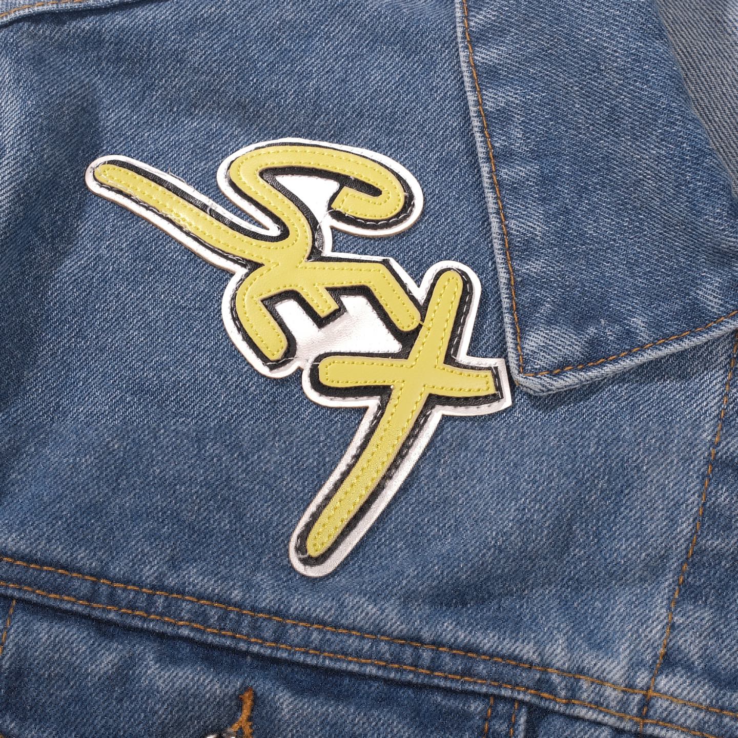 Chrome-Hearts Patchwork Denim Jacket - Vintage Blue Gothic Street Jacket 0789